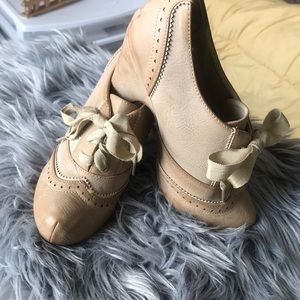 Tan lace up booties